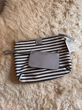 NWT Anthropologie Splendid Navy and White Striped Canvas clutch and wristlet